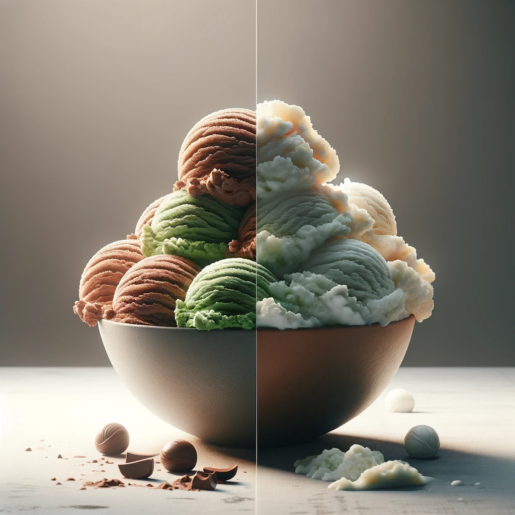 Scooped Ice Cream Versus Gelato